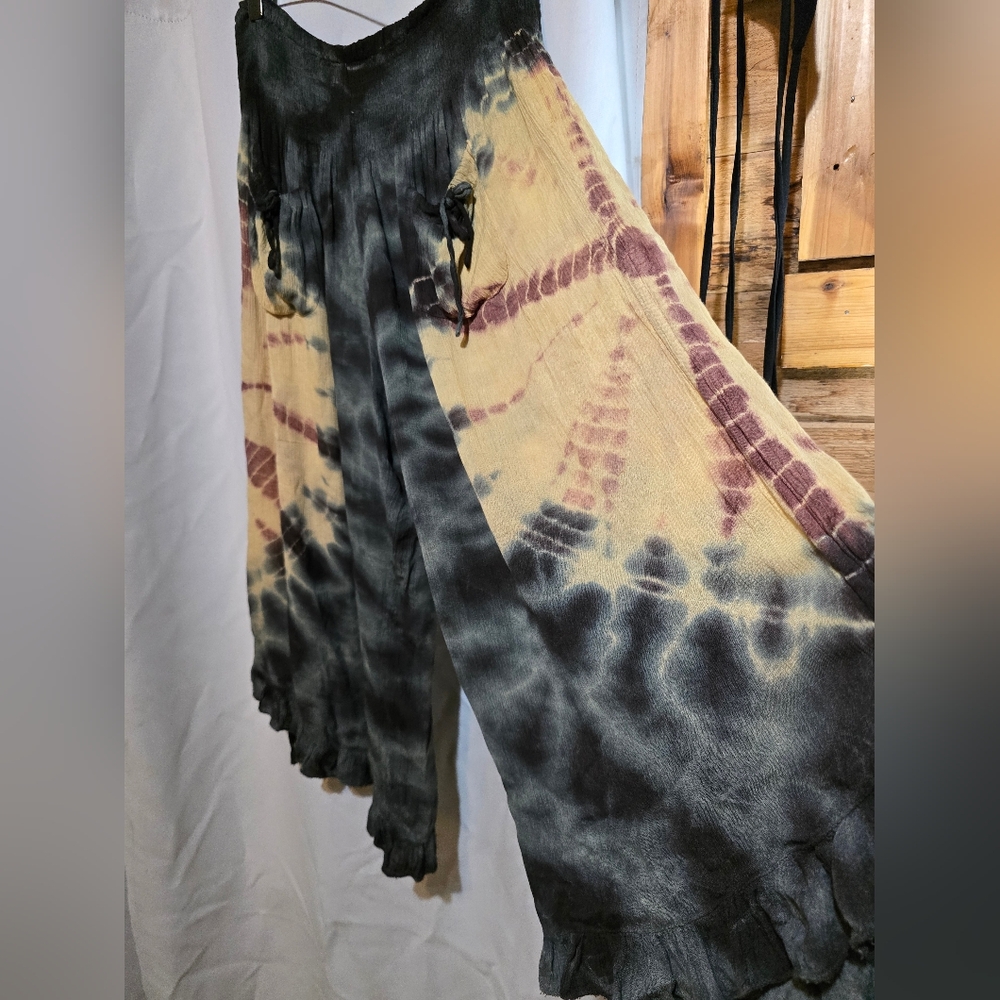 Tie-Dye Wide-Leg  Gauzy Beach Pants